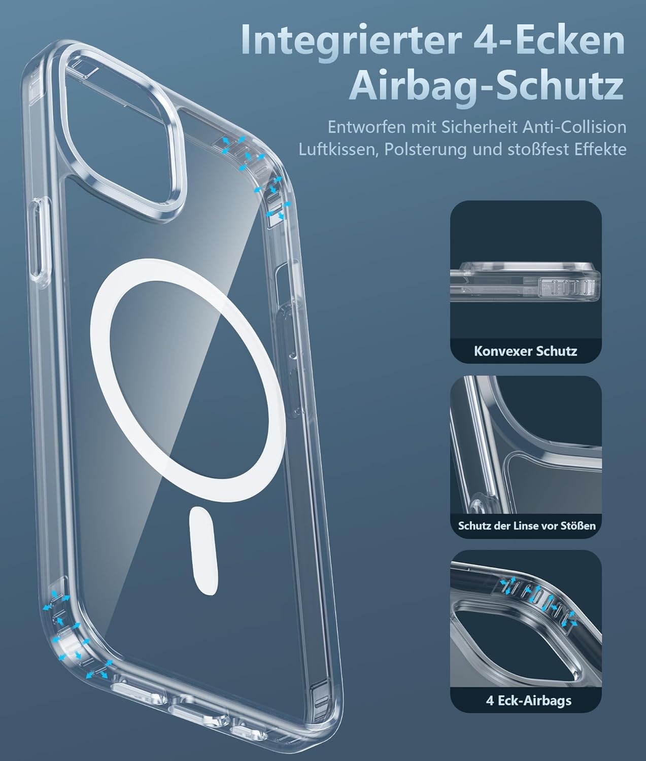 for Iphone 13 Phone Case: Iphone 14 Phone Clear Case Magnetic Military Grade Drop Protection anti Yellowing Cell Phone Cover - Rugged Durable Shockproof Protective Bumper - 6.1 Inch (Clear)