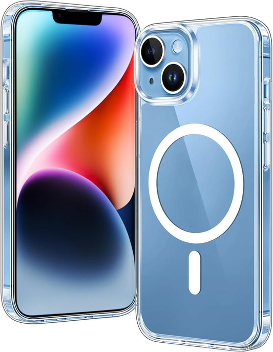 for Iphone 13 Phone Case: Iphone 14 Phone Clear Case Magnetic Military Grade Drop Protection anti Yellowing Cell Phone Cover - Rugged Durable Shockproof Protective Bumper - 6.1 Inch (Clear)