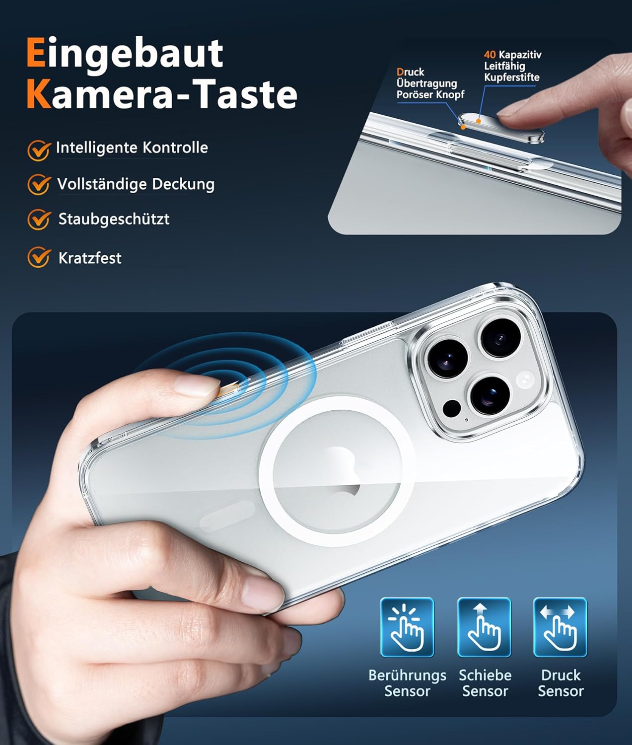 for Iphone 16 Pro-Max Case: Support Camera Control Capture Magnetic Military Grade Drop Protection anti Yellowing Cell Phone Cover - Rugged Shockproof Transparent Cases(Clear - Camera Control)