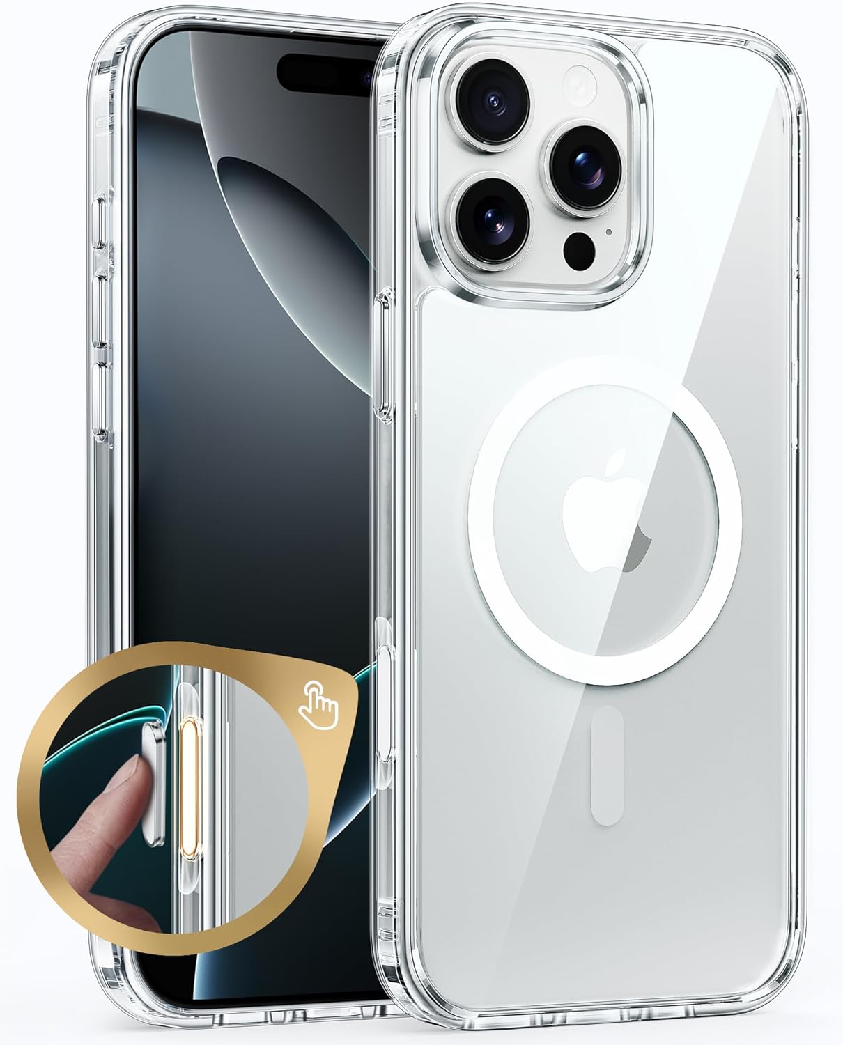 for Iphone 16 Pro-Max Case: Support Camera Control Capture Magnetic Military Grade Drop Protection anti Yellowing Cell Phone Cover - Rugged Shockproof Transparent Cases(Clear - Camera Control)