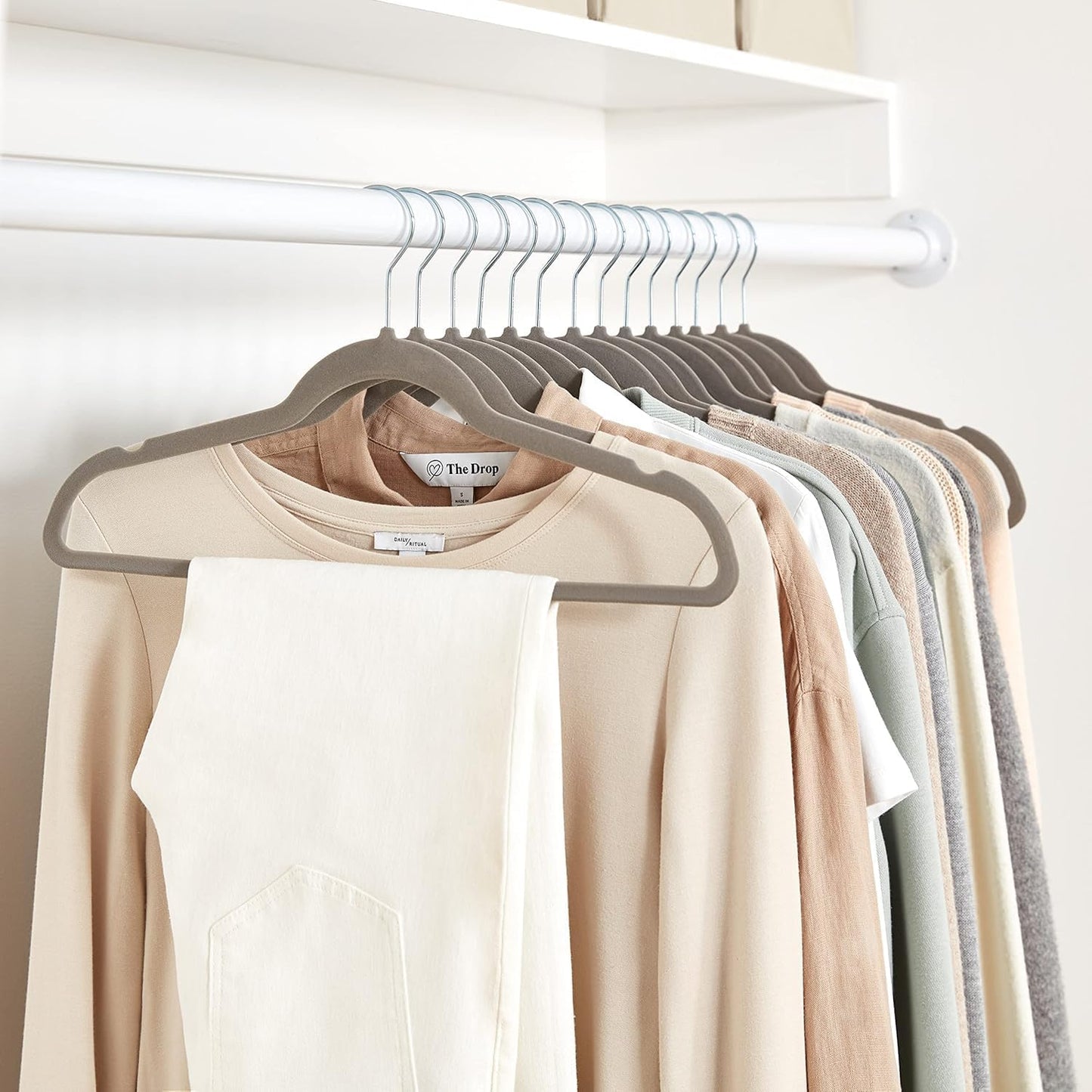 Slim, Velvet, Non-Slip Suit Clothes Hangers, Gray/Silver - Pack of 30