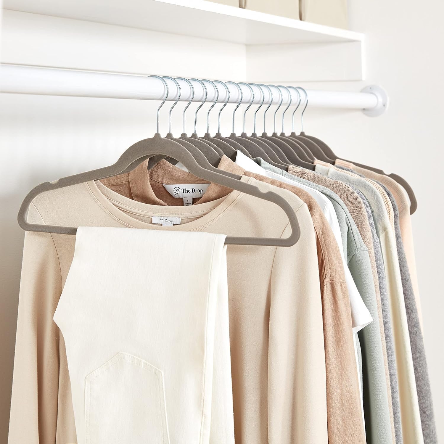 Slim, Velvet, Non-Slip Suit Clothes Hangers, Gray/Silver - Pack of 30