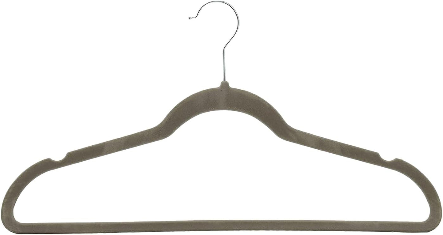 Slim, Velvet, Non-Slip Suit Clothes Hangers, Gray/Silver - Pack of 30